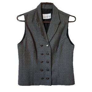 Y2K Two Roads Vest Top Women Waistcoat Houndstooth Check Plaid Gray Office Siren